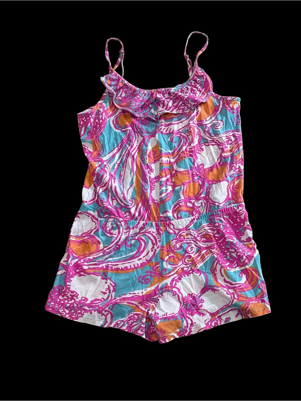 Lilly Pulitzer Pink Fish Ruffled Romper for girls